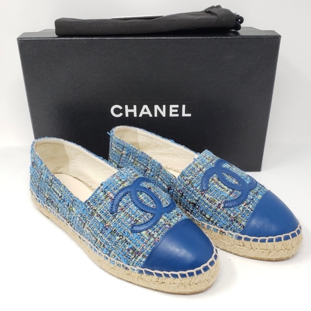❌SOLD❌ CHANEL 17S Espadrilles Blue Tweed Size 36
